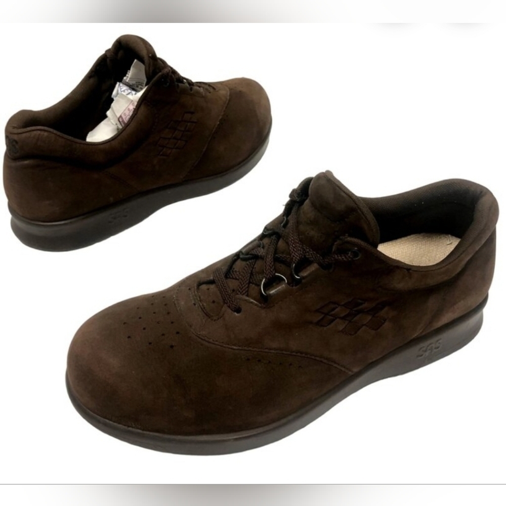 SAS Free Time Brown Leather Nuback Walking Casual Tri Pad Comfort Shoes …